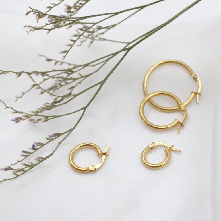 10K Yellow Gold Tube Hoops 2mm x 14mm