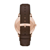 Emporio Armani Three-Hand Date Brown Leather Watch