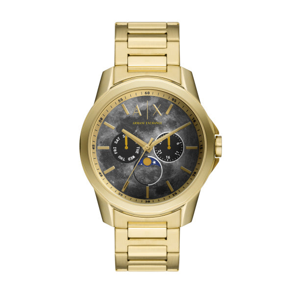 Moonphase Multifunction Gold Tone Stainless Steel Watch