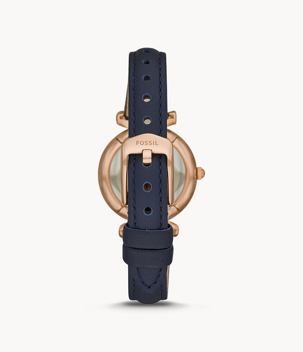 Carlie Mini Three-Hand Navy Leather Watch