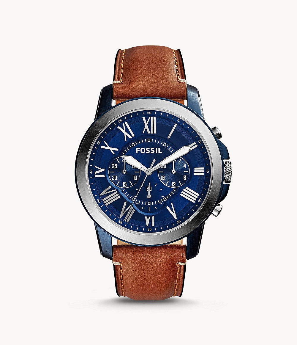 Fossil blue watch leather on sale band