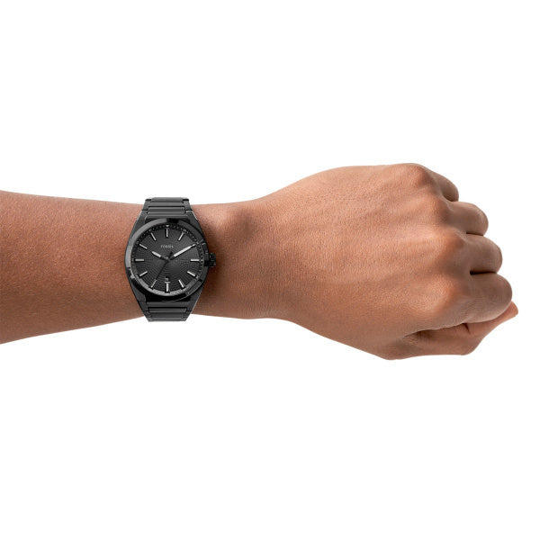 Everett Three-Hand Date Black Stainless Steel Watch