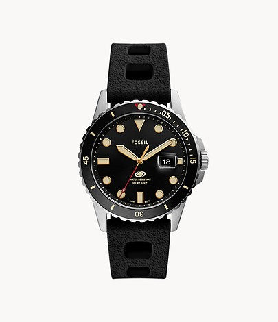 Three-Hand Date Black Silicone Watch