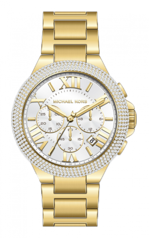 Michael kors white online and gold watch