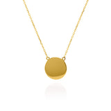 10K Gold Plain Circle Disc Necklace 12mm