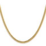 10K Yellow Gold 3mm Solid Miami Cuban Chain