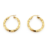10K Yellow Gold Swirl Hoop Earrings