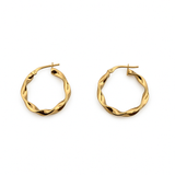 10K Yellow Gold Wave Twist Hoop Earrings
