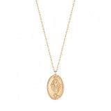 10K Yellow Gold Diamond Oval Jesus Necklace