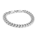 10mm White CZ Curb Steel Bracelet