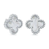 13mm Mother Of Pearl Lucky-Clover Steel Studs