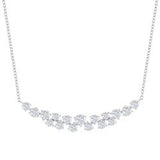 16+2" Sterling Silver Round CZ Curved Bar Necklace