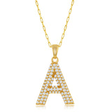 Jayelle CZ "Initial" Pendant Necklace - Gold Plated