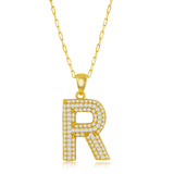 Jayelle CZ "Initial" Pendant Necklace - Gold Plated