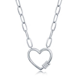 Jayelle CZ Rod Heart Paperclip Necklace