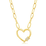 Jayelle CZ Rod Heart Paperclip Necklace