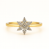 Lab-Grown Diamond Marquise-Cut Flower Ring in 14K Yellow Gold