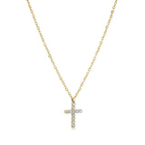 Steel Cross Necklace With White CZ Stones