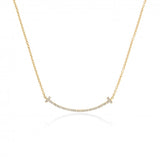 Sterling Silver Curved T-Bar with CZ Tiffany Inspired Necklace