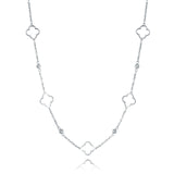 Lucky Clover Cz Chain Necklace