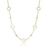 Lucky Clover Cz Chain Necklace