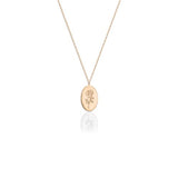 10K Yellow Gold Oval Engraved Rose Necklace
