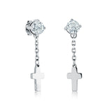 6mm CZ & Cross Earrings