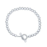 7" Sterling Silver Beaded Toggle CZ Bracelet
