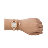 Armani Exchange Three-Hand Rose Gold-Tone Stainless Steel Watch and Bracelet Set