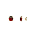 BFLY 10K GOLD LADYBUG ENAMEL BABY EARRINGS