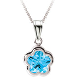 Bfly Sterling Silver Blue CZ Flower Pendant