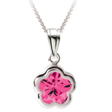 Bfly Sterling Silver Fuchsia CZ Flower Pendant