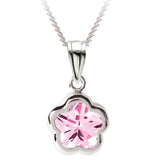 Bfly Sterling Silver Pink CZ Flower Pendant