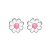 Bfly Sterling Silver Pink Daisy Enamel Baby Earrings