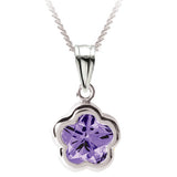 Bfly Sterling Silver Purple CZ Flower Pendant