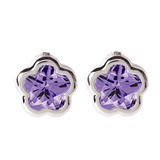 Bfly Sterling Silver Purple CZ Stone Baby Earrings