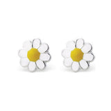 Bfly Sterling Silver Yellow Daisy Enamel Baby Earrings