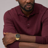 Blue Dive Three-Hand Date Gold-Tone Stainless Steel