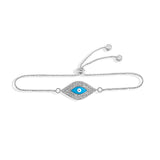 Blue Evil Eye with Beads Adjustable Bolo Bracelet Box Style