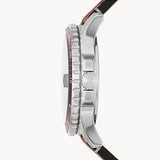 Blue Three-Hand Date Brown Eco Leather Watch