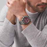 Bronson Smoke Burgundy Dial Fossil Chronograph