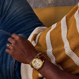 Calendrier Gold-Tone Leather Strap BU0082-06P