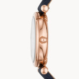 Carlie Mini Three-Hand Navy Leather Watch