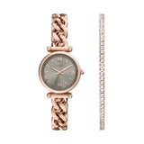 Carlie Three-Hand Rose Gold-Tone Stainless Steel Watch and Bracelet Set ES5378