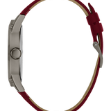 Dark Silver-Tone and Burgundy Leather Analog Watch GW0628G4