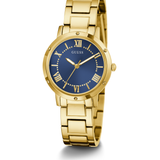 Dawn Gold-Tone and Navy Round Analog Watch
