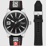 Diesel Rasp NSBB Three-Hand Black Nylon Watch Set