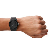Double Down Three Hand Black Silicone Watch