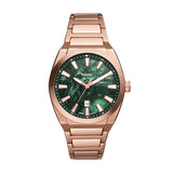Everett Three-Hand Date Rose Gold-Tone Stainless Steel Watch FS6074