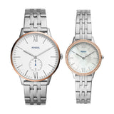 Fossil His & Her Three-Hand Stainless Steel Watch Box Set